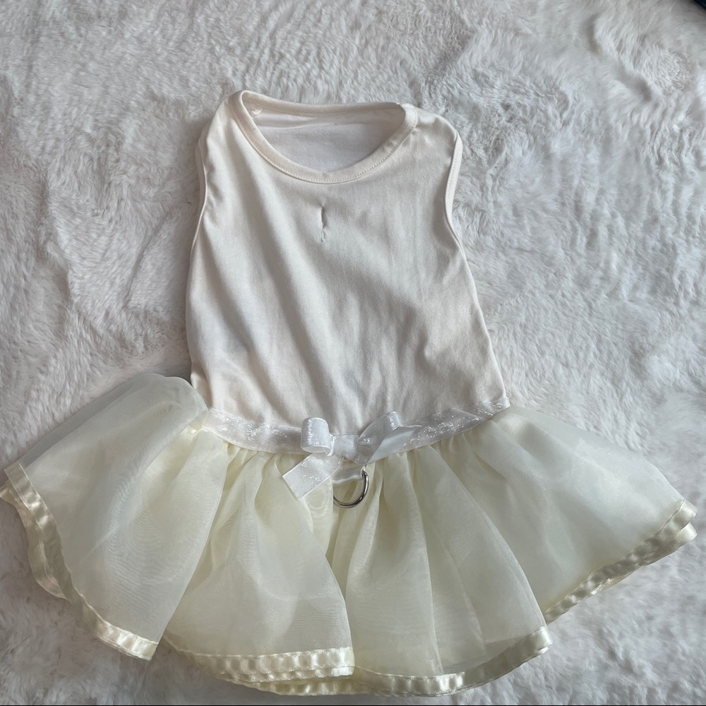 Cream Dog Dress with Tutu